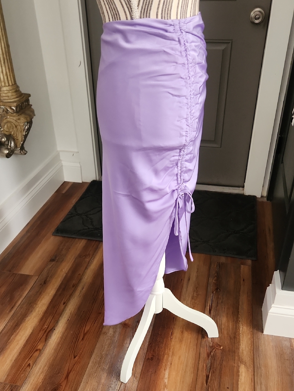 Do + Be Lilac Ruched Drawstring Midi Skirt - S - Picture 6 of 11